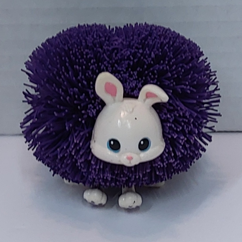 Vintage 1990's Koosh Ball Critters Animal Toy White Bunny Rabbit Dark Purple